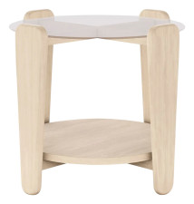 Rowico Home ARRAN-sohvapöytä Ø52 cm, valkokäsitelty tammi/lasi