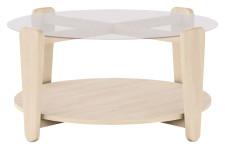 Rowico Home ARRAN-sohvapöytä Ø93 cm, valkokäsitelty tammi/lasi