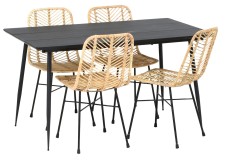CABO-ruokapöytä ja 4 TANGER-tuolia