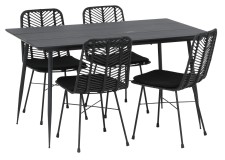 CABO-ruokapöytä ja 4 TANGER-tuolia pehmusteella