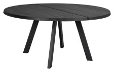 Rowico Home FRED-ruokapöytä 160 pyöreä musta tuhka ja mustat metallijalat