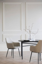 Rowico Home REILY-tuoli beige kangas/mustat metallijalat