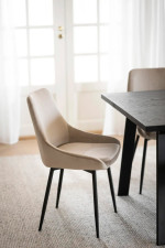 Rowico Home SIERRA-tuoli beige samettikangas/mustat metallijalat