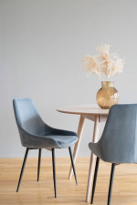 Rowico Home SIERRA-tuoli sininen samettikangas/mustat metallijalat